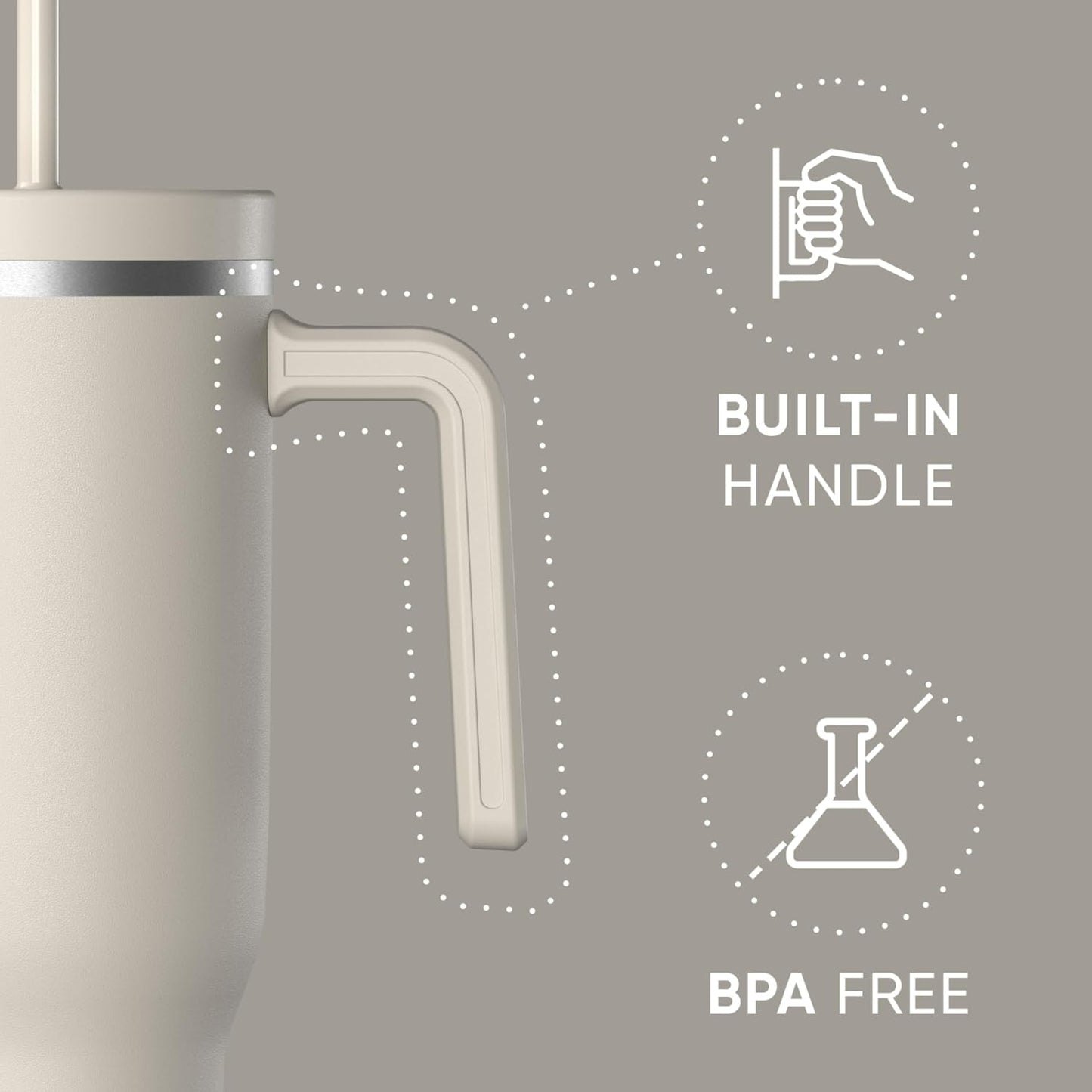 Voyager 32oz Insulated Tumbler with Handle & 2-in-1 Lid, Leak-Proof Stainless-Steel Travel Tumbler, Cupholder Friendly Reusable Water Bottle Built for Work, Gym, or Class Commute (Sage Leaf)