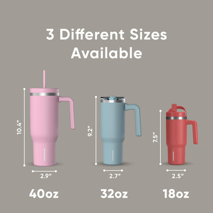 Voyager 32oz Insulated Tumbler with Handle & 2-in-1 Lid, Leak-Proof Stainless-Steel Travel Tumbler, Cupholder Friendly Reusable Water Bottle Built for Work, Gym, or Class Commute (Sage Leaf)