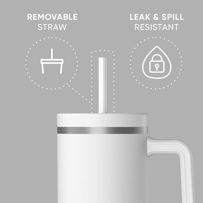 Voyager 32oz Insulated Tumbler with Handle & 2-in-1 Lid, Leak-Proof Stainless-Steel Travel Tumbler, Cupholder Friendly Reusable Water Bottle Built for Work, Gym, or Class Commute (Sage Leaf)