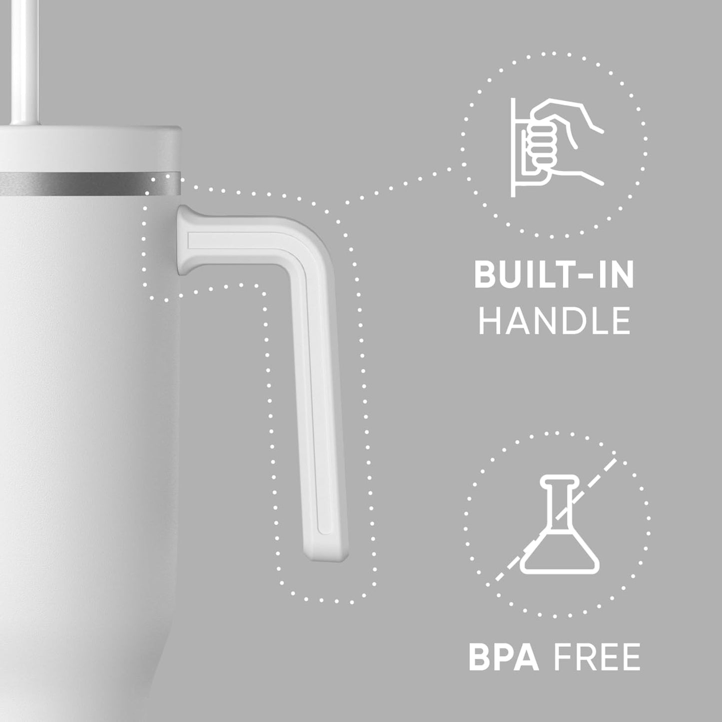 Voyager 32oz Insulated Tumbler with Handle & 2-in-1 Lid, Leak-Proof Stainless-Steel Travel Tumbler, Cupholder Friendly Reusable Water Bottle Built for Work, Gym, or Class Commute (Sage Leaf)