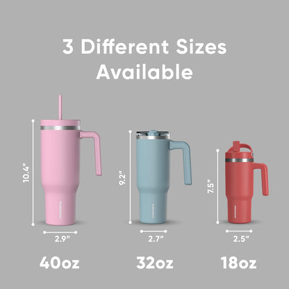 Voyager 32oz Insulated Tumbler with Handle & 2-in-1 Lid, Leak-Proof Stainless-Steel Travel Tumbler, Cupholder Friendly Reusable Water Bottle Built for Work, Gym, or Class Commute (Sage Leaf)