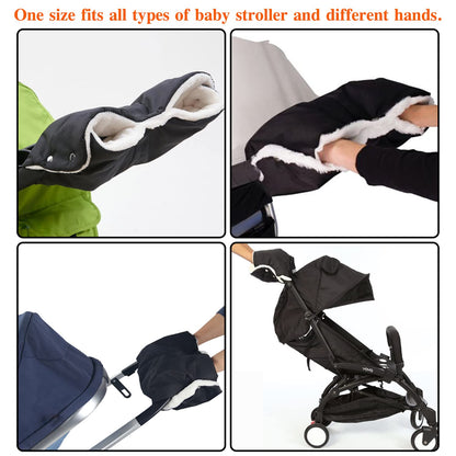 Stroller Hand Muff, Winter Extra Thick Pushchair Gloves Keep Warm for Parents and Caregivers in Cold Weather Anti-Freeze Windproof Snow-Proof (Black)