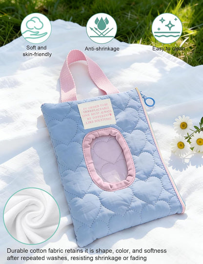 Reusable Baby Wipe Cover Fabric Quilted, Universal Size Travel-Friendly Baby Wipes Bag with Zipper Compatible with HUGGIES,WaterWipes,Pampers,Johnson and More Brands (Pink)