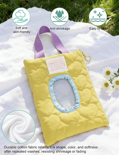 Reusable Baby Wipe Cover Fabric Quilted, Universal Size Travel-Friendly Baby Wipes Bag with Zipper Compatible with HUGGIES,WaterWipes,Pampers,Johnson and More Brands (Pink)