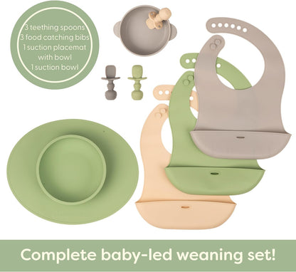 Led Weaning Supplies, Silicone Baby Feeding Set, Baby Feeding Essentials, Baby Led Weaning Set, Baby Eating Essentials, Baby Silicone Feeding Set, Baby Dishes, Toddler Feeding Set