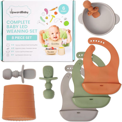 Led Weaning Supplies, Silicone Baby Feeding Set, Baby Feeding Essentials, Baby Led Weaning Set, Baby Eating Essentials, Baby Silicone Feeding Set, Baby Dishes, Toddler Feeding Set