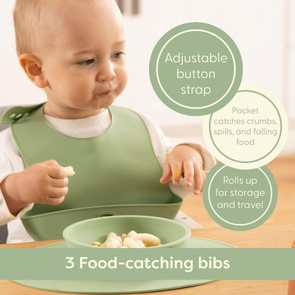 Led Weaning Supplies, Silicone Baby Feeding Set, Baby Feeding Essentials, Baby Led Weaning Set, Baby Eating Essentials, Baby Silicone Feeding Set, Baby Dishes, Toddler Feeding Set