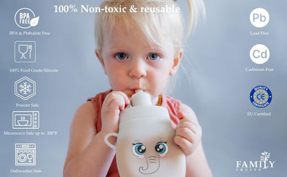 BPA Free, Silicone, Reusable Pouches for Toddlers 2 Pack Hippos, Easy to Clean Fill, Reusable Baby Food Pouches, Homemade Organic Smoothie, Puree, Applesauce, Yogurt, Refillable Food Pouches