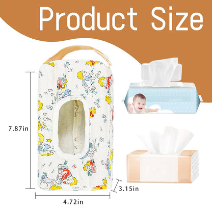 Quilted Baby Wipe Holder Floral Diaper Pouch Portable Quilted Wipes Bag for Car, Stroller (Beige Pattern)