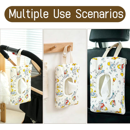 Quilted Baby Wipe Holder Floral Diaper Pouch Portable Quilted Wipes Bag for Car, Stroller (Beige Pattern)