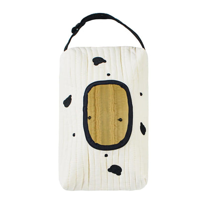 Quilted Baby Wipe Holder Floral Diaper Pouch Portable Quilted Wipes Bag for Car, Stroller (Beige Pattern)