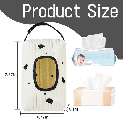 Quilted Baby Wipe Holder Floral Diaper Pouch Portable Quilted Wipes Bag for Car, Stroller (Beige Pattern)