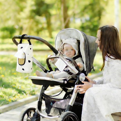 Quilted Baby Wipe Holder Floral Diaper Pouch Portable Quilted Wipes Bag for Car, Stroller (Beige Pattern)
