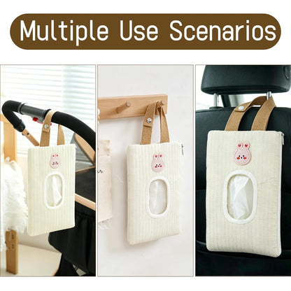 Quilted Baby Wipe Holder Floral Diaper Pouch Portable Quilted Wipes Bag for Car, Stroller (Beige Pattern)