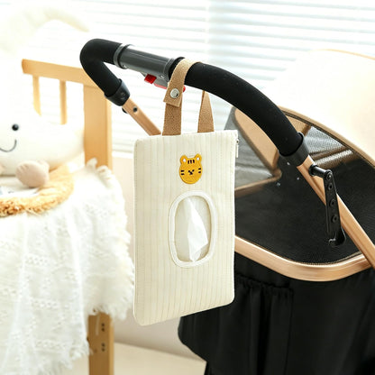 Quilted Baby Wipe Holder Floral Diaper Pouch Portable Quilted Wipes Bag for Car, Stroller (Beige Pattern)