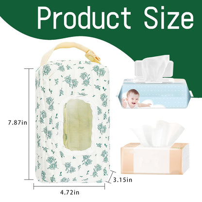 Quilted Baby Wipe Holder Floral Diaper Pouch Portable Quilted Wipes Bag for Car, Stroller (Beige Pattern)