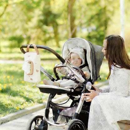 Quilted Baby Wipe Holder Floral Diaper Pouch Portable Quilted Wipes Bag for Car, Stroller (Beige Pattern)