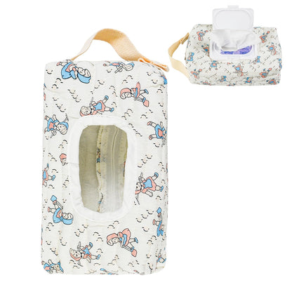 Quilted Baby Wipe Holder Floral Diaper Pouch Portable Quilted Wipes Bag for Car, Stroller (Beige Pattern)