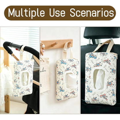 Quilted Baby Wipe Holder Floral Diaper Pouch Portable Quilted Wipes Bag for Car, Stroller (Beige Pattern)