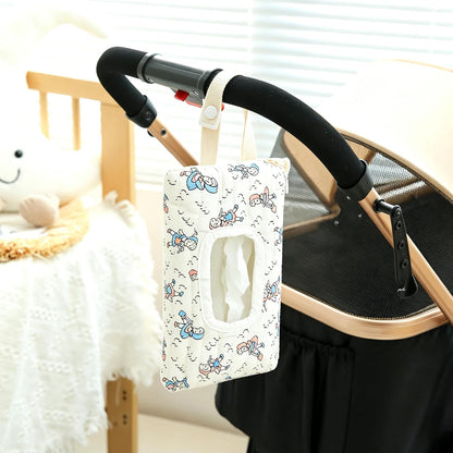 Quilted Baby Wipe Holder Floral Diaper Pouch Portable Quilted Wipes Bag for Car, Stroller (Beige Pattern)