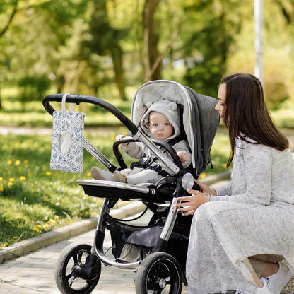 Quilted Baby Wipe Holder Floral Diaper Pouch Portable Quilted Wipes Bag for Car, Stroller (Beige Pattern)