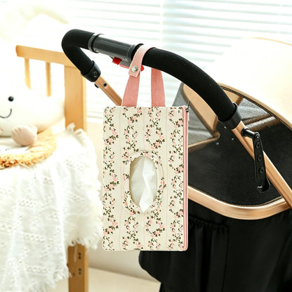 Quilted Baby Wipe Holder Floral Diaper Pouch Portable Quilted Wipes Bag for Car, Stroller (Beige Pattern)