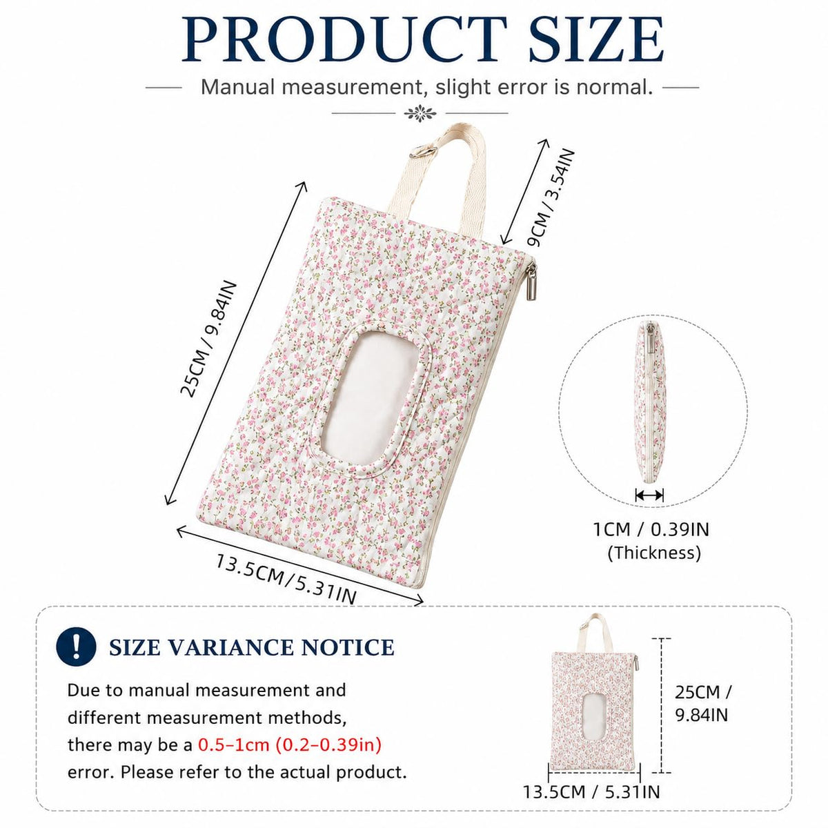 Quilted Baby Wipe Holder Floral Diaper Pouch Portable Quilted Wipes Bag for Car, Stroller (Beige Pattern)