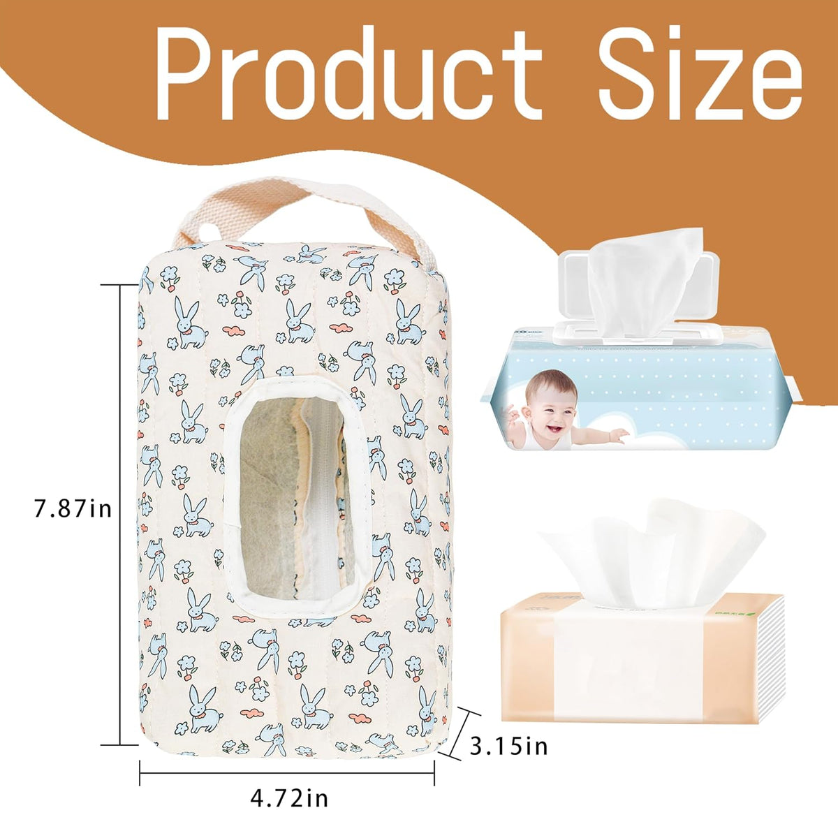 Quilted Baby Wipe Holder Floral Diaper Pouch Portable Quilted Wipes Bag for Car, Stroller (Beige Pattern)