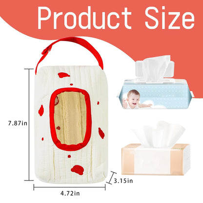 Quilted Baby Wipe Holder Floral Diaper Pouch Portable Quilted Wipes Bag for Car, Stroller (Beige Pattern)
