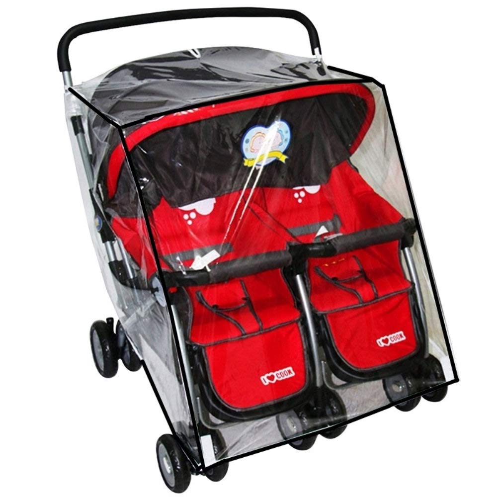 Universal Stroller Rain Cover for Pushchair Pram Rainproof Dustproof Windproof Rain Cover with Canopy and Zipper Door Easy Baby Lift in and Out,Easy to Install,Ideal Air Circulation