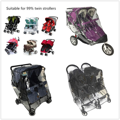 Universal Stroller Rain Cover for Pushchair Pram Rainproof Dustproof Windproof Rain Cover with Canopy and Zipper Door Easy Baby Lift in and Out,Easy to Install,Ideal Air Circulation