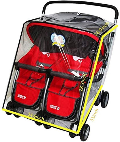 Universal Stroller Rain Cover for Pushchair Pram Rainproof Dustproof Windproof Rain Cover with Canopy and Zipper Door Easy Baby Lift in and Out,Easy to Install,Ideal Air Circulation