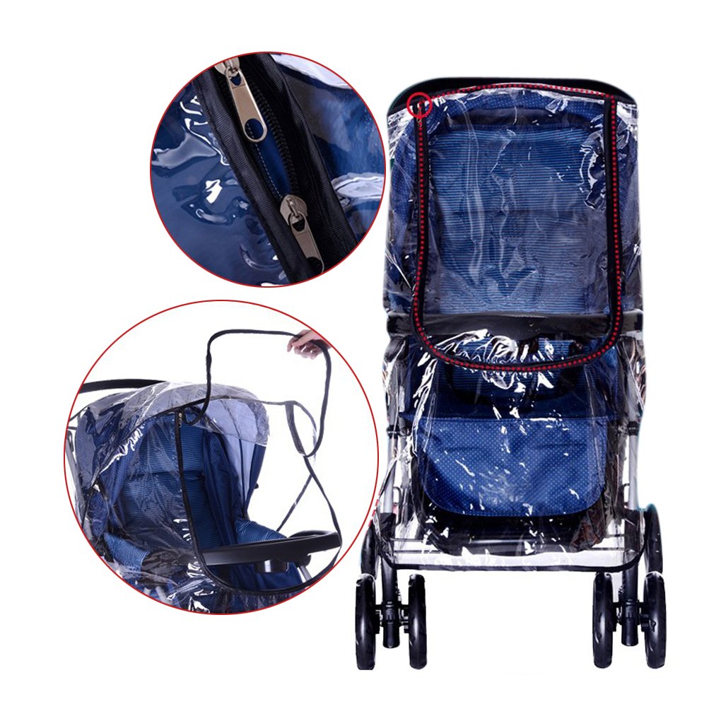 Universal Stroller Rain Cover for Pushchair Pram Rainproof Dustproof Windproof Rain Cover with Canopy and Zipper Door Easy Baby Lift in and Out,Easy to Install,Ideal Air Circulation
