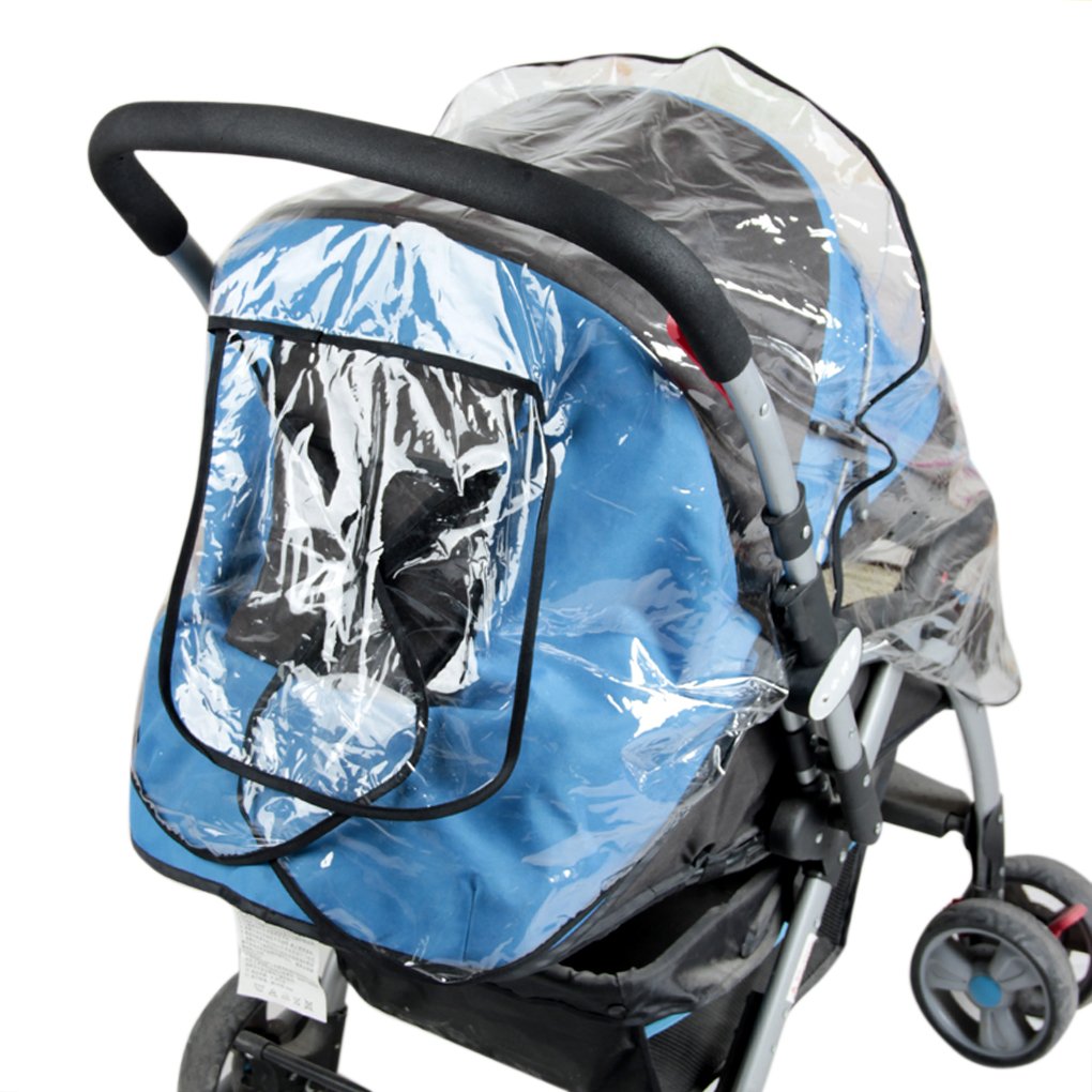 Universal Stroller Rain Cover for Pushchair Pram Rainproof Dustproof Windproof Rain Cover with Canopy and Zipper Door Easy Baby Lift in and Out,Easy to Install,Ideal Air Circulation