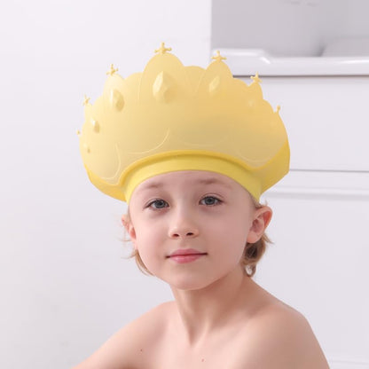 Baby Shower Cap Shield, Baby bath set shower cap/water cup/massage brush,Visor Hat for Eye and Ear Protection for 0-9 Years Old Children,Cute Crown Shape Makes the Baby Bath More Fun (Pink)
