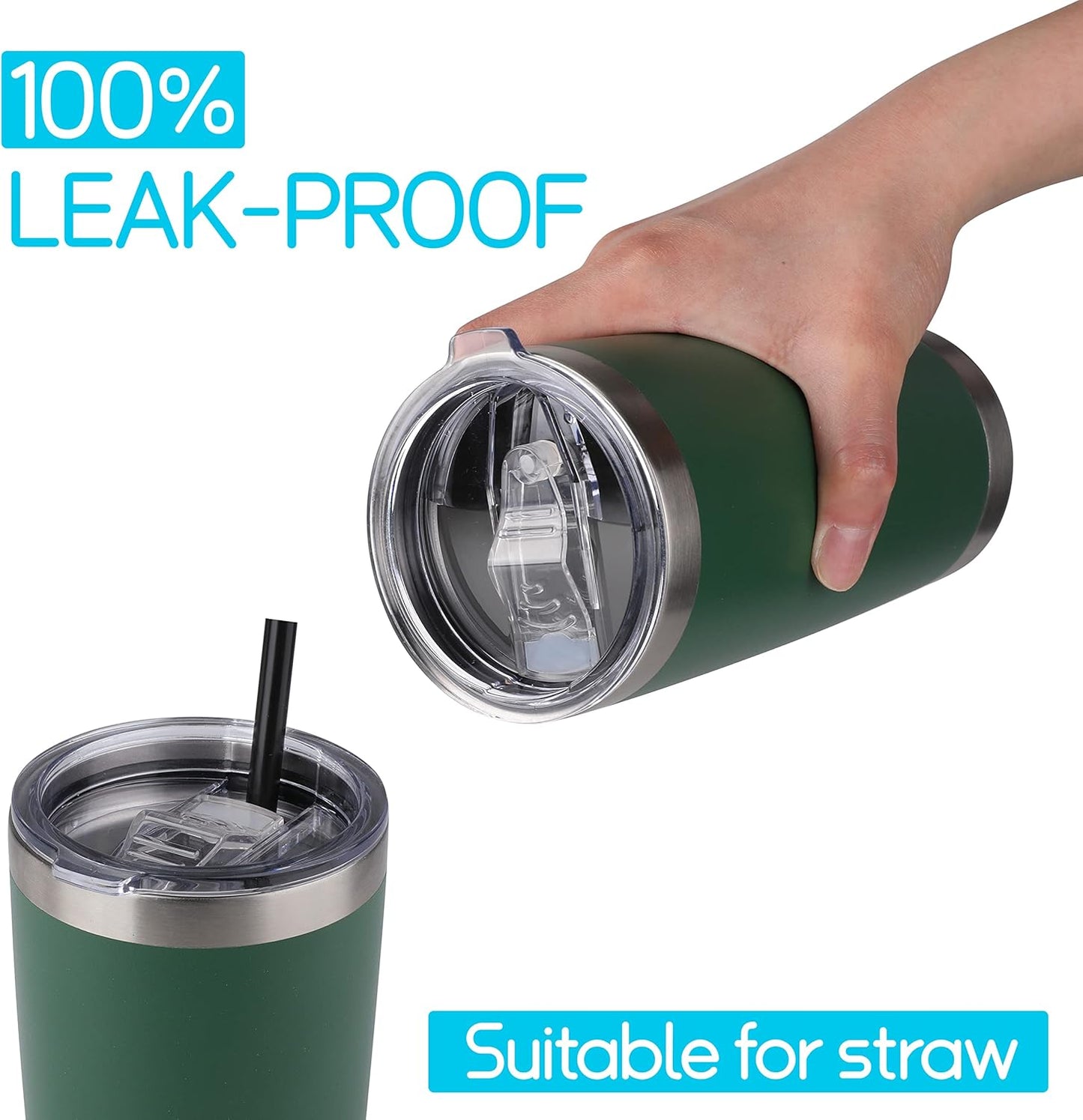 20 oz Tumbler Lids 2 Replacement Lids Compatible for YETI 20 oz Stainless Steel Tumblers Travel Cup Coffee Mug, Spill-proof Lids Fits OF Inner Diameter 3.2 to 3.23 INCH Tumbler