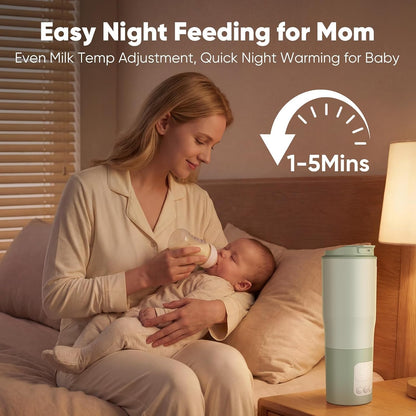 Portable Bottle Warmer 380ml for Travel, Baby Milk Warmer with Rechargeable Battery, Water Warmer On The Go Feeding, Fast & Even Heating for Home & Trips