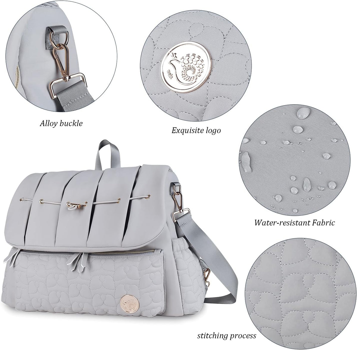 Diaper Bag Backpack Messenger Bag Travel Backpack Maternity Bags Stylish Baby Bag with Changing Pad for Mom (Pink)