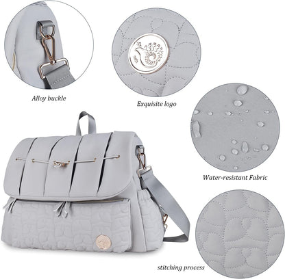 Diaper Bag Backpack Messenger Bag Travel Backpack Maternity Bags Stylish Baby Bag with Changing Pad for Mom (Pink)