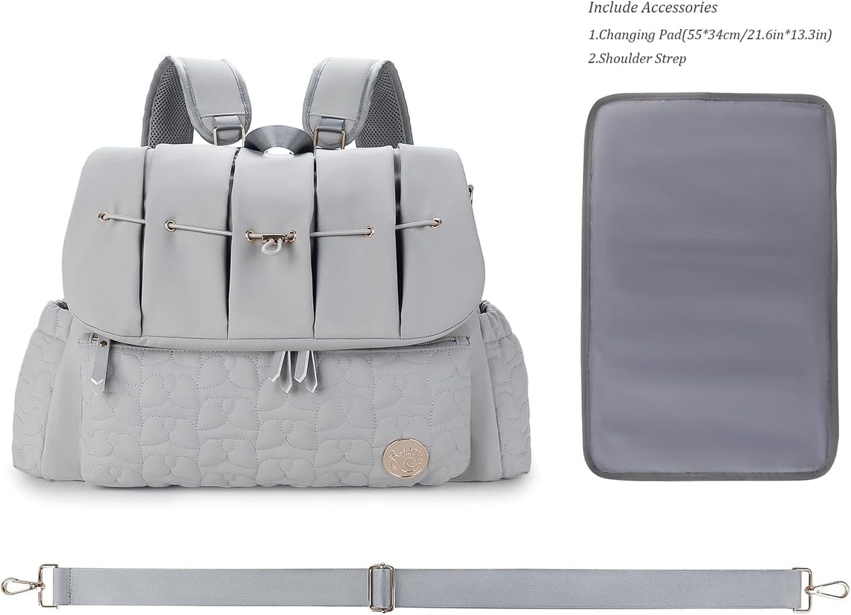 Diaper Bag Backpack Messenger Bag Travel Backpack Maternity Bags Stylish Baby Bag with Changing Pad for Mom (Pink)