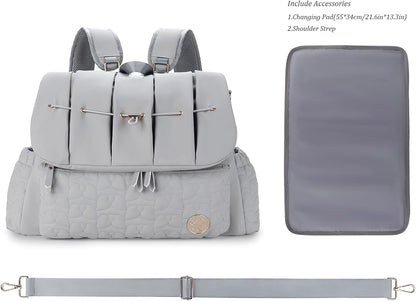 Diaper Bag Backpack Messenger Bag Travel Backpack Maternity Bags Stylish Baby Bag with Changing Pad for Mom (Pink)