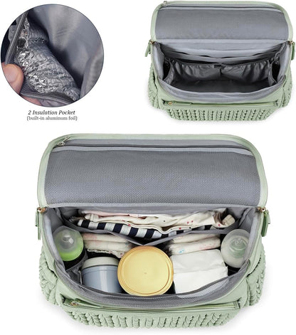 Diaper Bag Backpack Messenger Bag Travel Backpack Maternity Bags Stylish Baby Bag with Changing Pad for Mom (Pink)