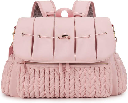 Diaper Bag Backpack Messenger Bag Travel Backpack Maternity Bags Stylish Baby Bag with Changing Pad for Mom (Pink)