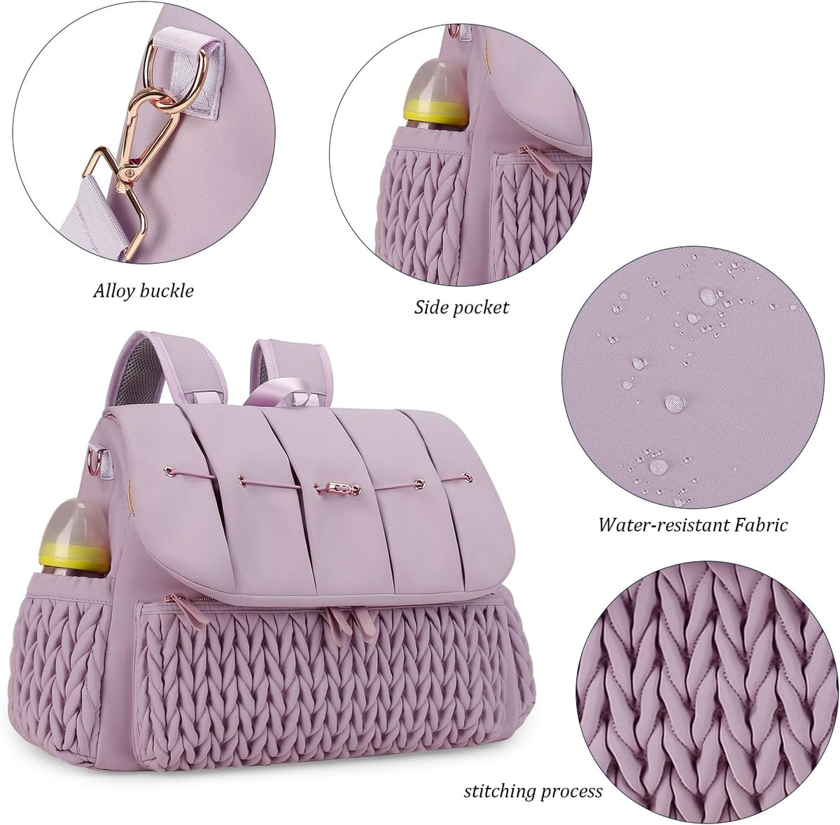 Diaper Bag Backpack Messenger Bag Travel Backpack Maternity Bags Stylish Baby Bag with Changing Pad for Mom (Pink)