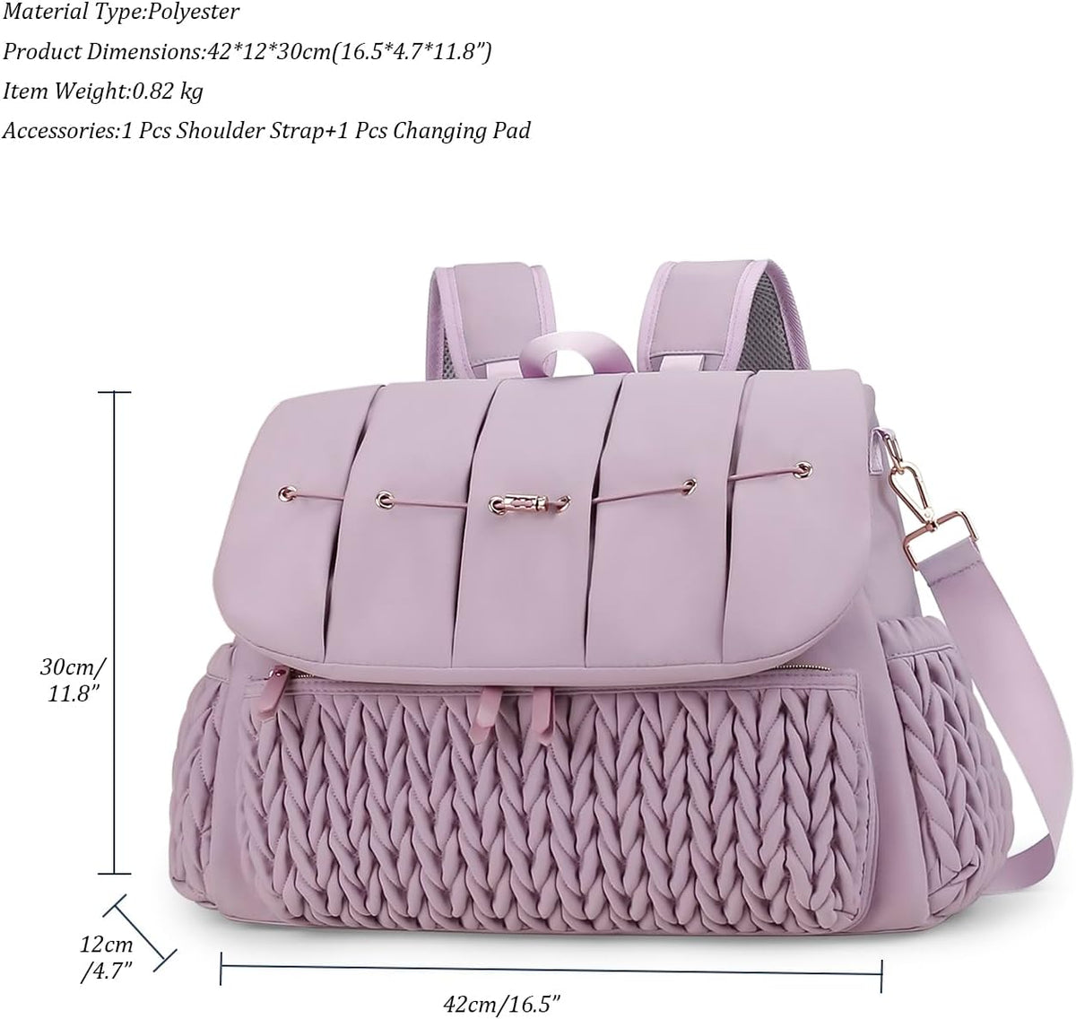 Diaper Bag Backpack Messenger Bag Travel Backpack Maternity Bags Stylish Baby Bag with Changing Pad for Mom (Pink)
