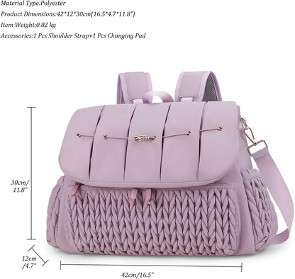 Diaper Bag Backpack Messenger Bag Travel Backpack Maternity Bags Stylish Baby Bag with Changing Pad for Mom (Pink)