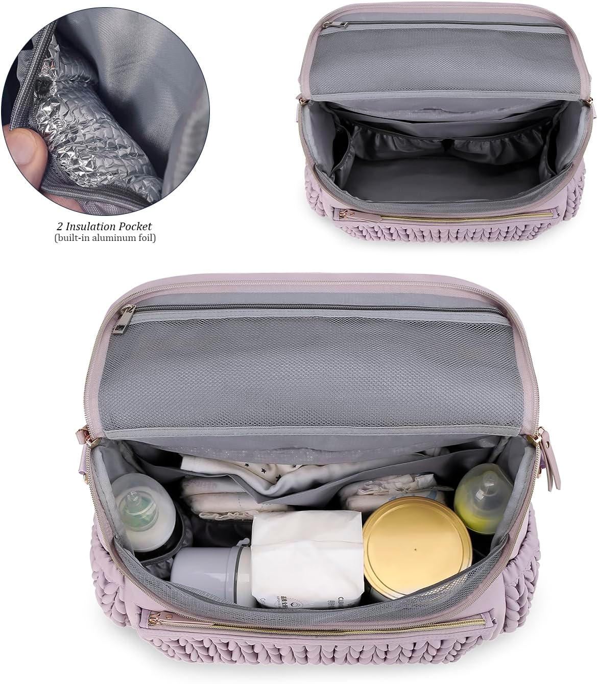 Diaper Bag Backpack Messenger Bag Travel Backpack Maternity Bags Stylish Baby Bag with Changing Pad for Mom (Pink)