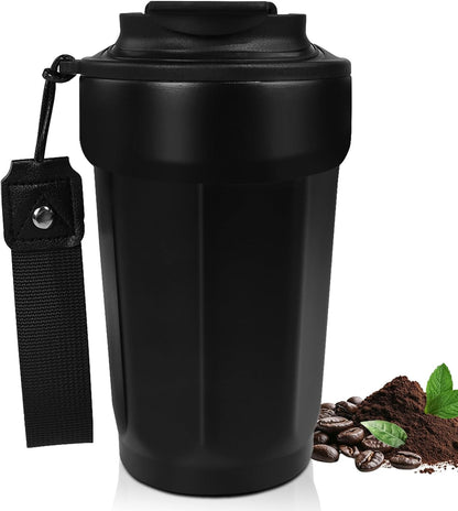 Insulated Coffee Tumbler 17.9oz 530ml Travel Coffee Mug 316 Stainless Steel Dual Drink Openings Leakproof Lid Reusable Insulated Coffee Mug Hot and Cold Ideal Travel Mug for Coffee Lover Daily