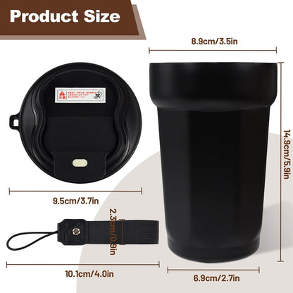 Insulated Coffee Tumbler 17.9oz 530ml Travel Coffee Mug 316 Stainless Steel Dual Drink Openings Leakproof Lid Reusable Insulated Coffee Mug Hot and Cold Ideal Travel Mug for Coffee Lover Daily