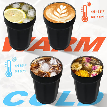 Insulated Coffee Tumbler 17.9oz 530ml Travel Coffee Mug 316 Stainless Steel Dual Drink Openings Leakproof Lid Reusable Insulated Coffee Mug Hot and Cold Ideal Travel Mug for Coffee Lover Daily